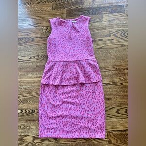 Tyler Boe Peplum Dress Small pink purple cheetah print